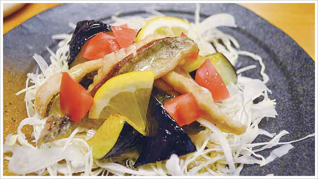 あじと夏野菜の甘酢あんかけ